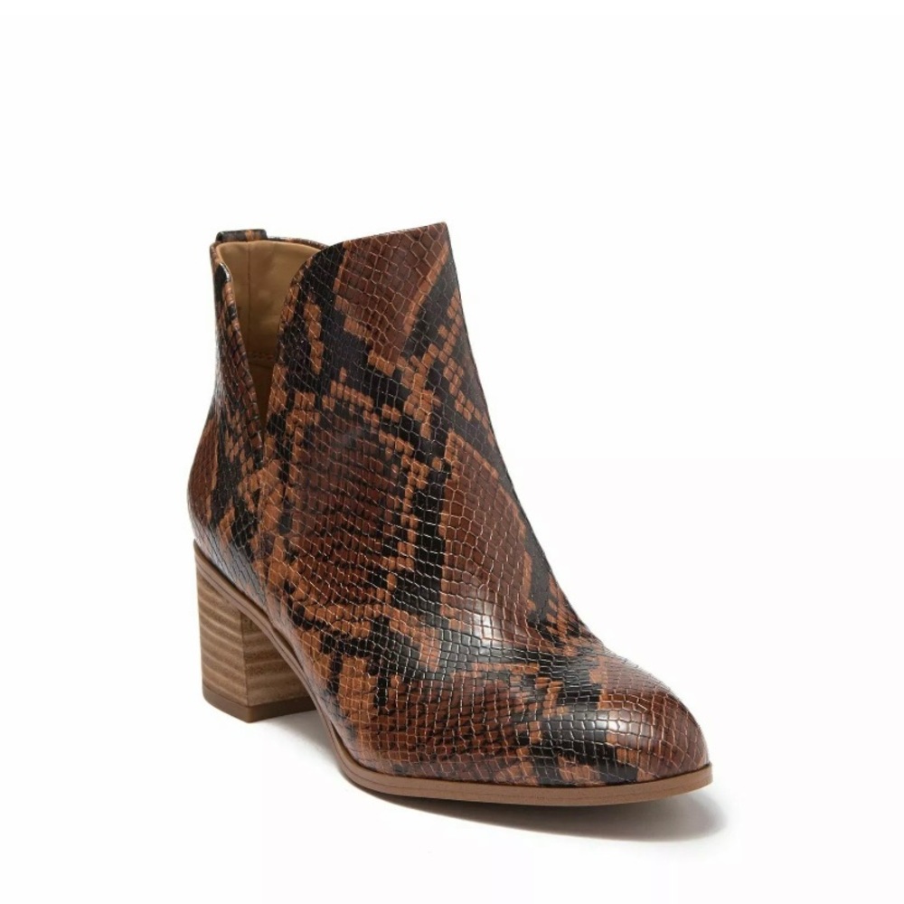 Franco Sarto Roar Snake Print Embossed Ankle Boots